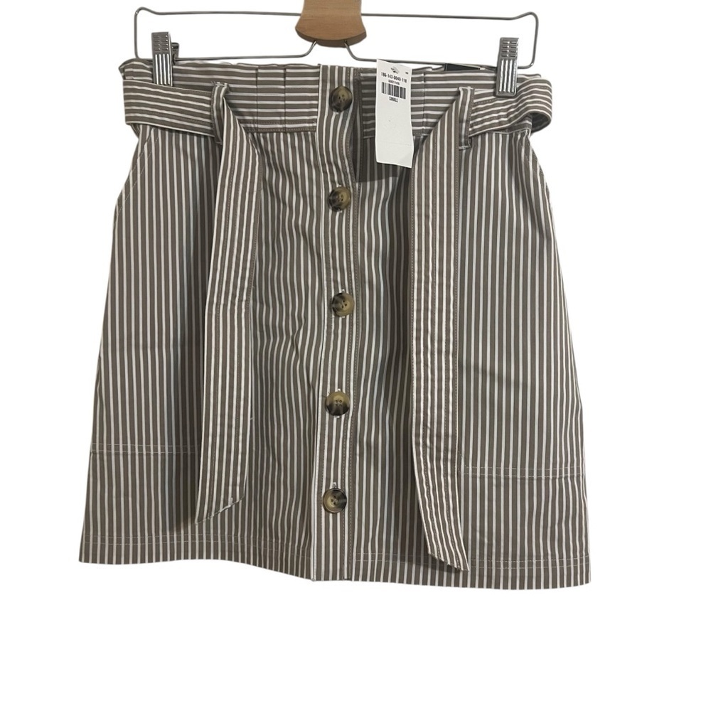 Abercrombie Striped tan Button-Down Skirt new academia collegiate preppy coastal